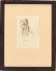 Maurice Feild (1905-1988) - Framed Pen and Ink Drawing, Half Length Nude Study