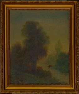 T. Wood - Signed and Framed 19th Century Oil, River Landscape with Cattle