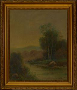 T. Wood - Signed and Framed 19th Century Oil, River Landscape