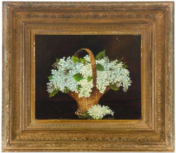 Framed 19th Century Oil - Basket of Jasmine Flowers