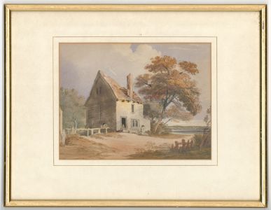 Framed 19th Century Watercolour - Rural Cottage with Sitting Figure