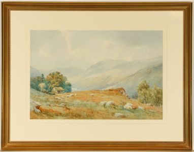 E.H. Marten - Signed 19th Century Watercolour, Highland Landscape with Sheep
