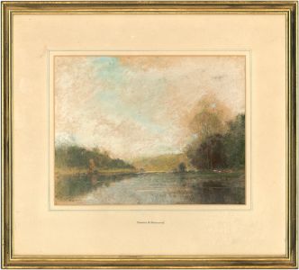 T. M. Hammond - Signed Early 20th Century Pastel, River Landscape with Boat