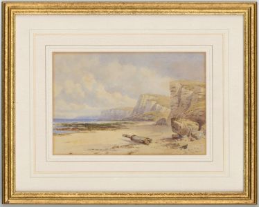 W.H. Prior - Signed 1862 Watercolour, Beach View with Cliffs