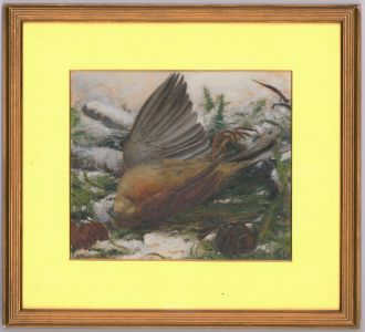 John de Mansfield Absolon (1843-1879) - Signed Watercolour, Dead Bird in Snow