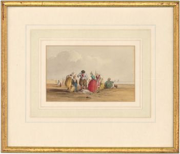 William Henry Harriott (fl.1811 -1839) - Framed Watercolour, Fisherfolk on Beach
