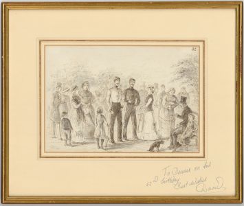 J.D. Crome (1834-1884) - Two 1880 Pen and Ink Drawings, Victorian Genre Scenes