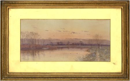 Robert Winter (1872-1930) - Gilt Framed 1893 Watercolour, A Fen Village