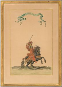 Gilt Framed 19th Century Hand coloured Lithograph - Portrait of a French General