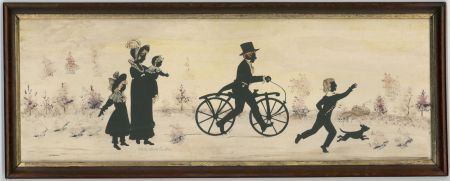 Enid Elliot Leider - Framed 20th Century Print, Silhouette of Victorian Family