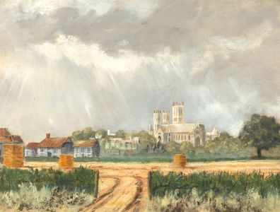 James Frank Adams (1923-2008) - Contemporary Oil, Landscape with Cathedral
