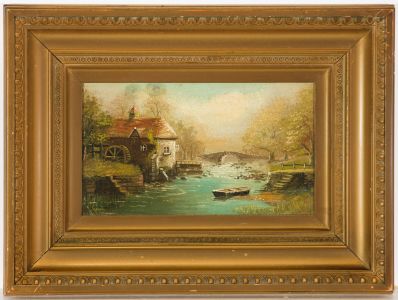 J. Goard - Signed 19th Century Oil, River Landscape with Mill