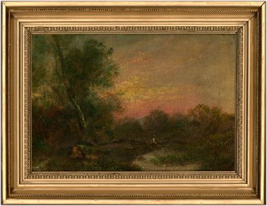W. Thomas - Framed Late 19th Century Oil, Sunset Woodlands