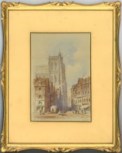 Edwin Thomas Doby (fl. 1849 - 1895) - Signed Watercolour, Abeville Cathedral