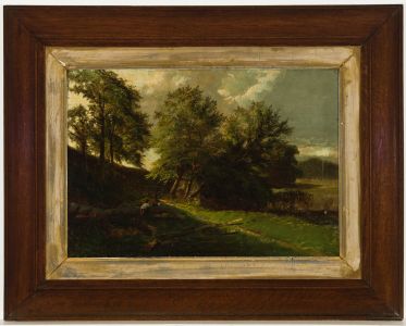 Oak Framed 19th Century Oil - Children in a Landscape
