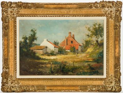 Gilt Framed 19th Century Oil - Cottage in a Rural Setting