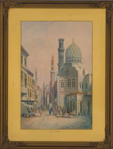 C.J. Keats RBA - Framed 19th Century Watercolour, Cairo Street Scene