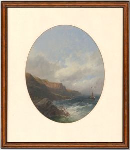 Joseph Horlor (1809-1887) - 1876 Oil, Coastal Landscape