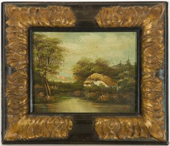 E.V.L. - English School 19th Century Oil, Cottage in a Landscape
