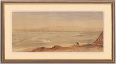 Fine Framed 19th Century Watercolour - Egyptian Landscape with Camels