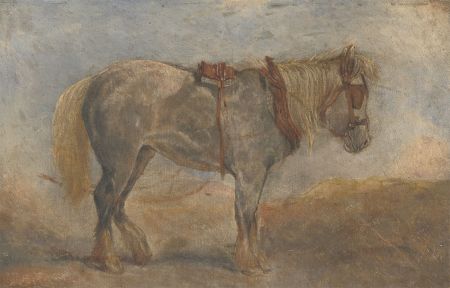 English School Late 19th Century Oil - Study of a Cart Horse