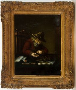 Gilt Framed 19th Century Oil - Portrait of a Miser