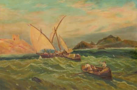 Continental School Late 19th Century Oil - Seascape off a Coast