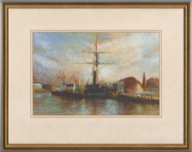 C. Vincent - Signed 1959 Gouache, S.S. Great Britain in Bristol Harbour