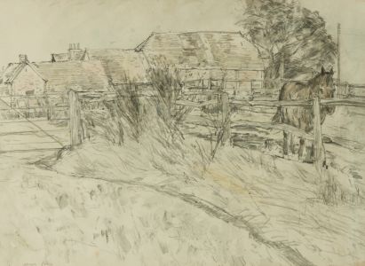 Olwyn Bowey (b.1936) RA - Signed Graphite Drawing, Rowner Mill Stables