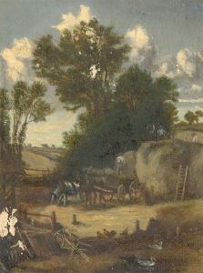 Miniature Late 19th Century Oil - Rustic Farm Scene For Restoration