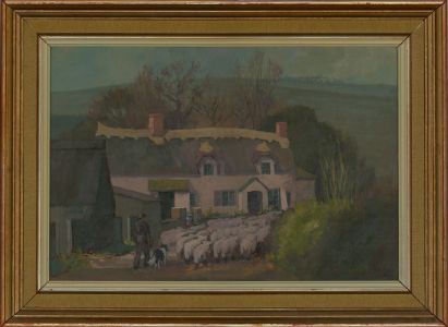 Frederick A. Baker - Signed 1884 Oil, Sheep at Chidgley