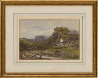 John Fulwood (1854-1931) - Signed Watercolour, Cottage in a River Landscape
