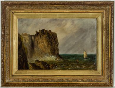 J. Ayre Jr - Signed and Framed 1882 Oil, Stormy Seascape, Scotland