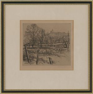 Eugene Bejot (1869-1931) - 1912 Etching, View of Basilica de San Francisco, Madrid