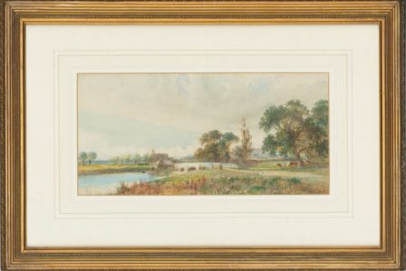 Arthur Willett (1857-1918) - Signed Watercolour, Cattle in a River Landscape