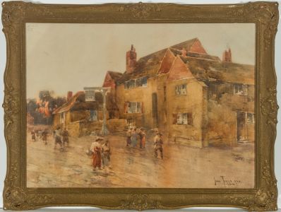 John Terris R.S.W (1865-1914) - Signed Watercolour, Street Scene with Figures