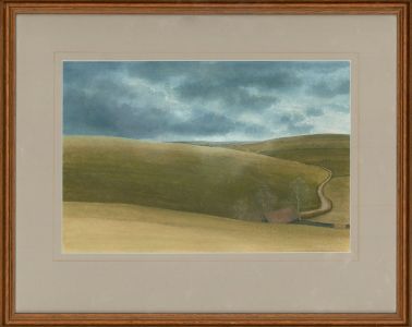 James Lynch (b. 1956) - Signed 1982 Tempera, Rolling English Countryside