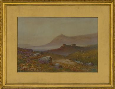 Elliot H. Marten (fl.1866-1901) - 1889 Watercolour, Highland View, Evening Mist