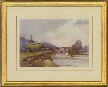William Eyre (1891–1979) - 20th Century Watercolour, River with Bridge