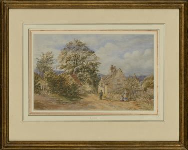 S. Mason - Signed 19th Century Watercolour, Cottage and Figures in a Landscape