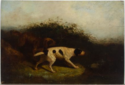 D. Gaultier - Fine Mid 19th Century Oil, Pointer Dogs After Game