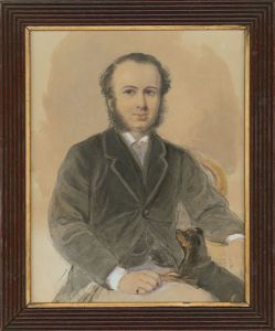 English School 19th Century Watercolour - Portrait of a Gentleman and his Dog