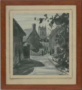 George R. Deakins (1911-1982) - 1949 India Ink, The Church, Deddington