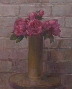 Julian Gordon Mitchell (b. 1968) - Signed Oil, Still Life of Peonies