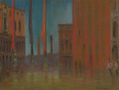 Charles Sykes FRIBA - Signed Contemporary Pastel, St Mark's Square, Venice