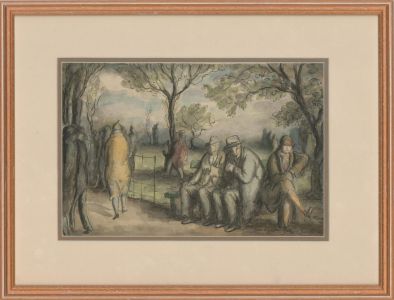 Harold Hope Read (1881-1959) - Framed Watercolour, Figures on a Park Bench