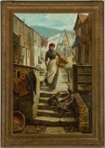 C.E. Gordon Stuart (fl. 1892-1896) - Signed 1887 Oil, Cornish Fishing Family