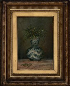 E.D - Gilt Framed English School Late 19th Century Oil, Oriental Vase Still Life