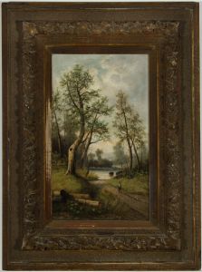 George Haller - Fine 19th Century Oil, Going Fishing