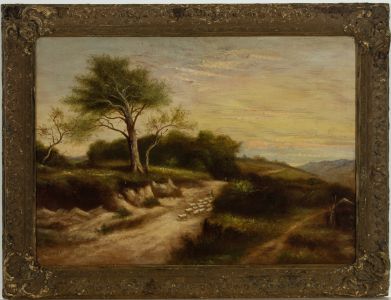 A. Wright - 19th Century Oil, English Landscape, Driving the Flock